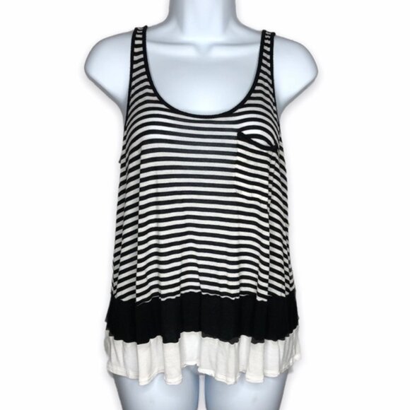 Kensie Tops - Kensie striped tank top layered look scoop neck